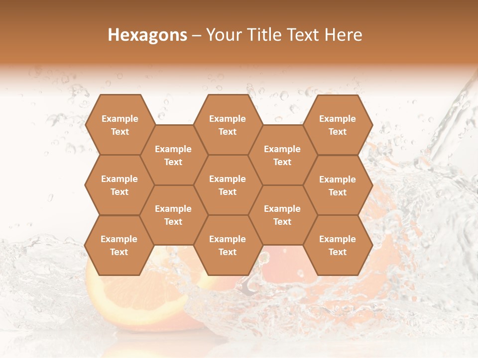 A Group Of Oranges With Water Splashing On Them PowerPoint Template