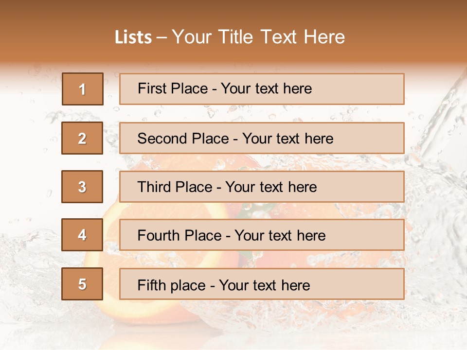 A Group Of Oranges With Water Splashing On Them PowerPoint Template