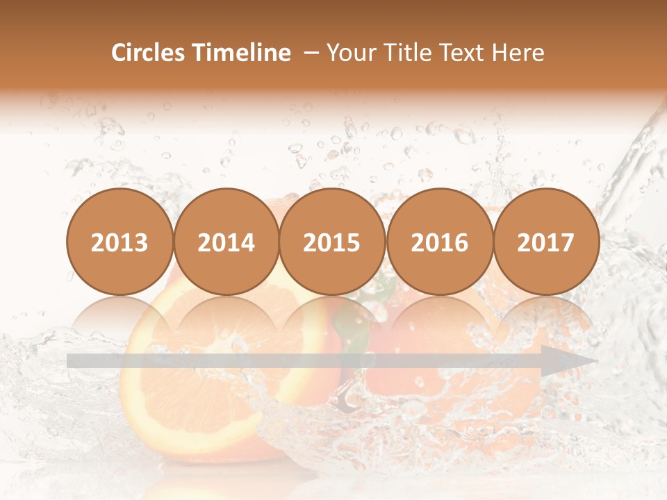 A Group Of Oranges With Water Splashing On Them PowerPoint Template