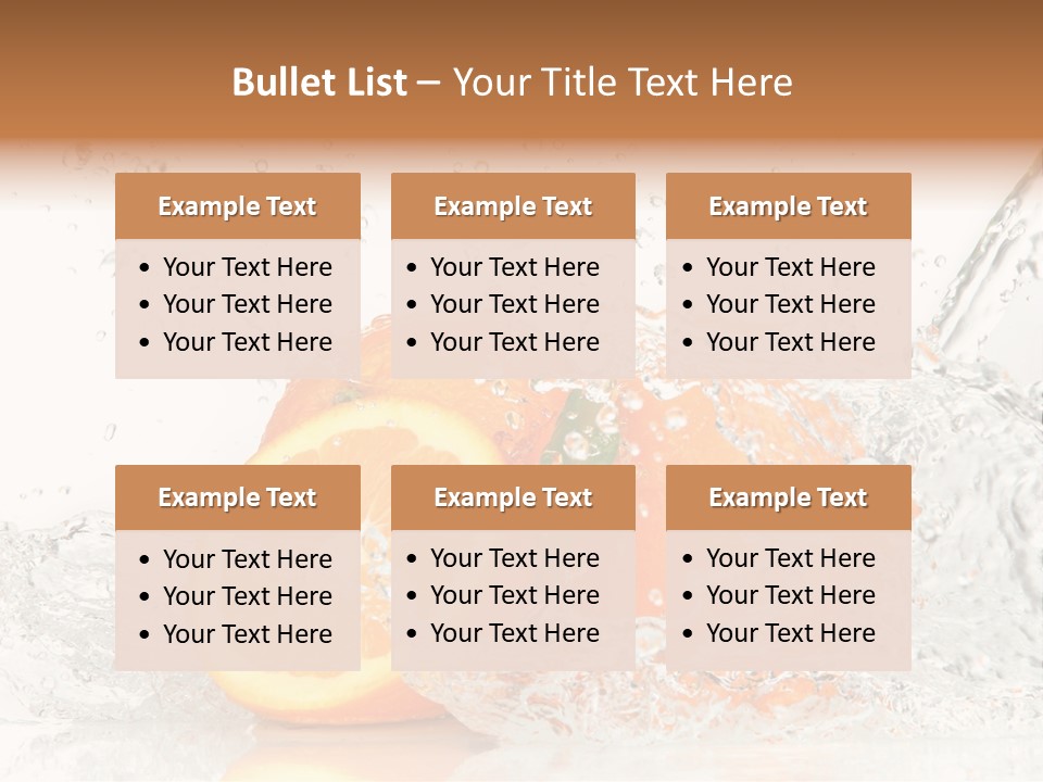 A Group Of Oranges With Water Splashing On Them PowerPoint Template