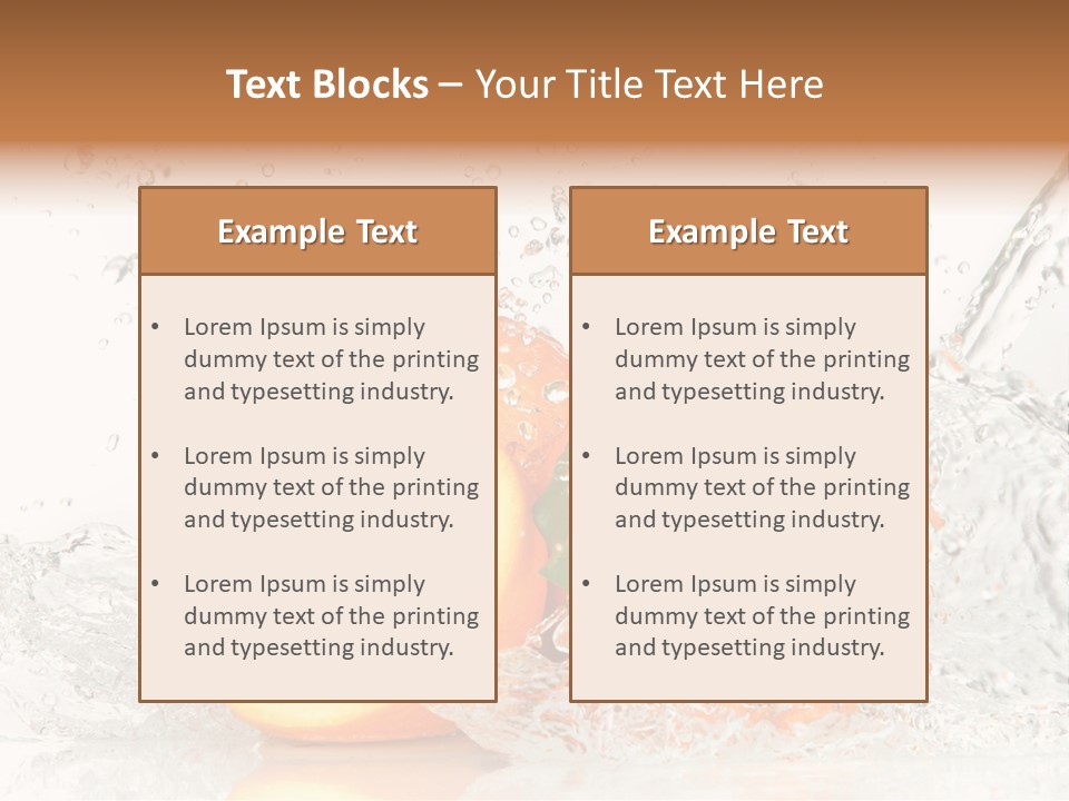 A Group Of Oranges With Water Splashing On Them PowerPoint Template