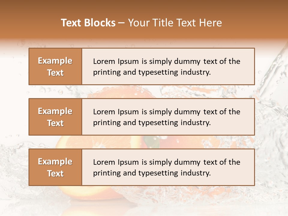 A Group Of Oranges With Water Splashing On Them PowerPoint Template