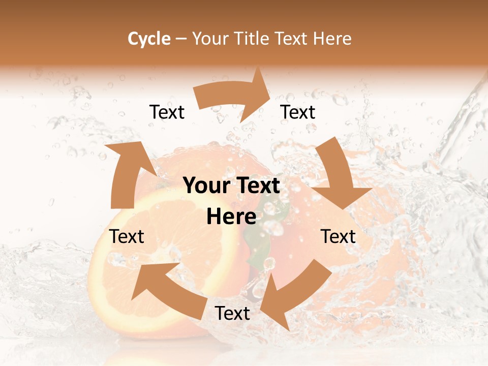A Group Of Oranges With Water Splashing On Them PowerPoint Template