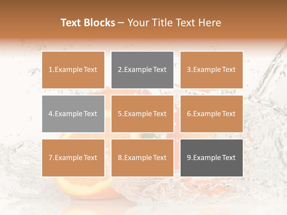 A Group Of Oranges With Water Splashing On Them PowerPoint Template