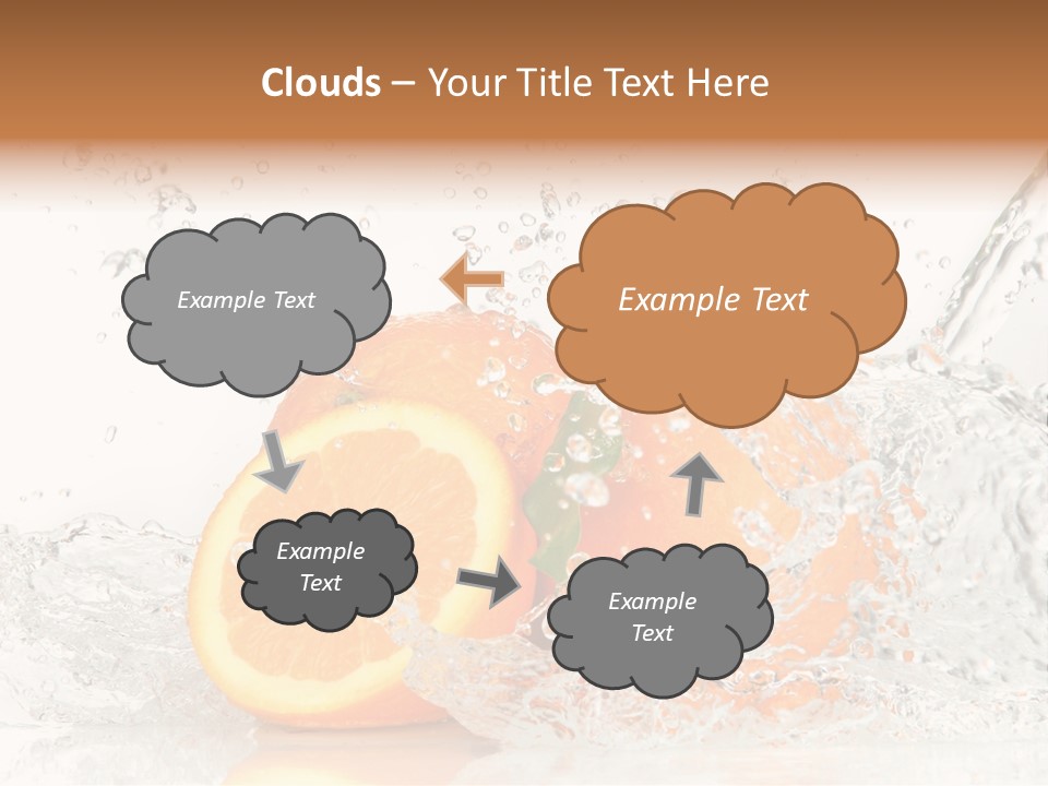 A Group Of Oranges With Water Splashing On Them PowerPoint Template