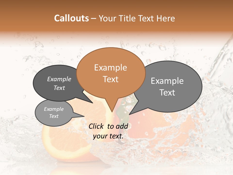 A Group Of Oranges With Water Splashing On Them PowerPoint Template