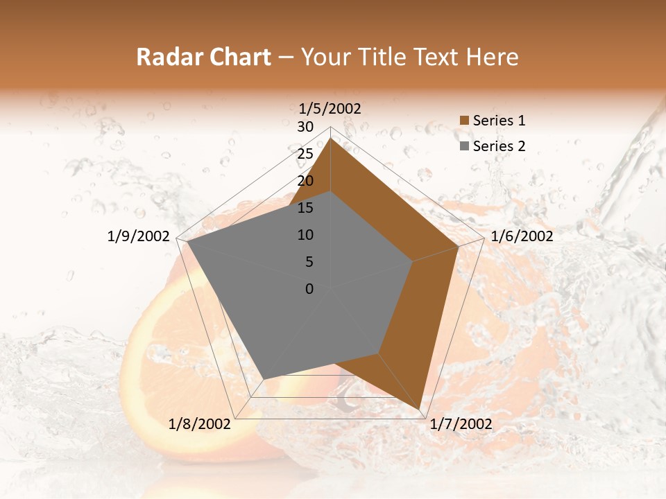 A Group Of Oranges With Water Splashing On Them PowerPoint Template