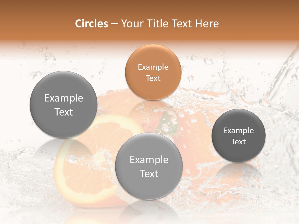 A Group Of Oranges With Water Splashing On Them PowerPoint Template