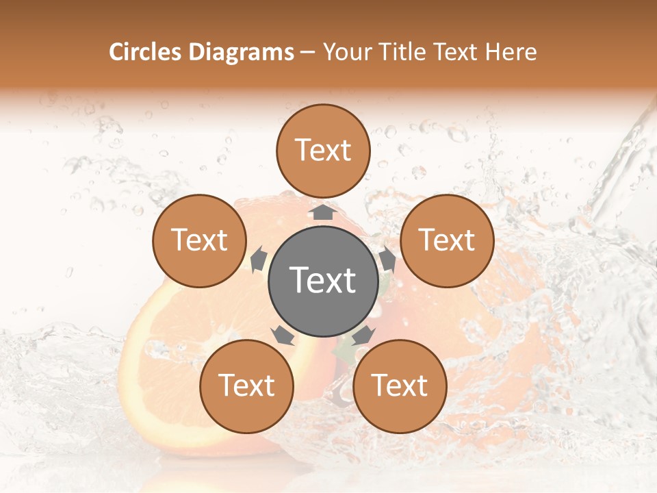 A Group Of Oranges With Water Splashing On Them PowerPoint Template