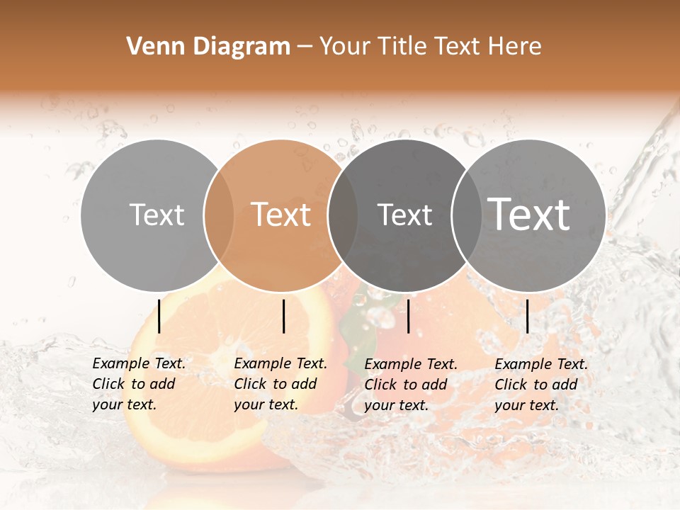 A Group Of Oranges With Water Splashing On Them PowerPoint Template