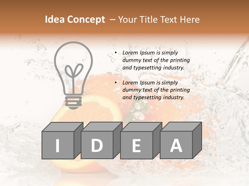 A Group Of Oranges With Water Splashing On Them PowerPoint Template