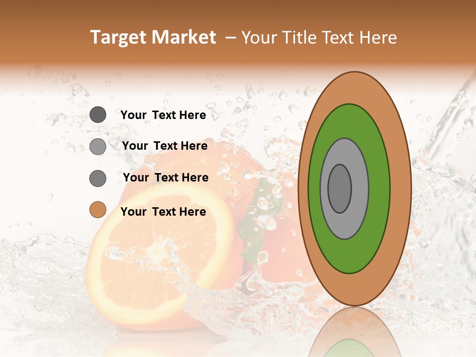A Group Of Oranges With Water Splashing On Them PowerPoint Template