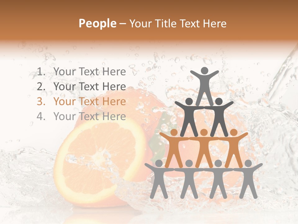A Group Of Oranges With Water Splashing On Them PowerPoint Template