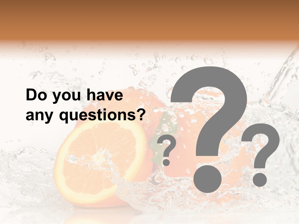 A Group Of Oranges With Water Splashing On Them PowerPoint Template