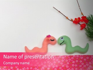 A Pink And Green Toy With A Pink Nose And A Green Toy With A Pink PowerPoint Template