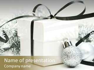 Gift Silver Box PowerPoint Template