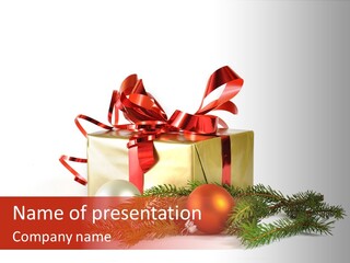 Xmas Gold Pine PowerPoint Template