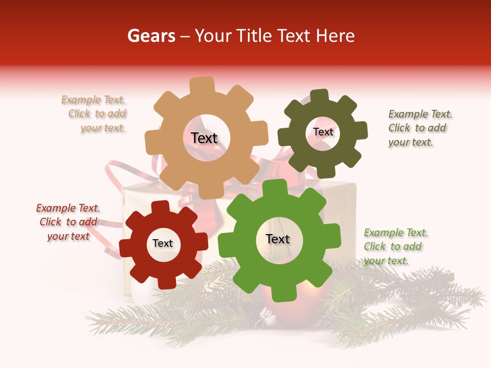 Xmas Gold Pine PowerPoint Template