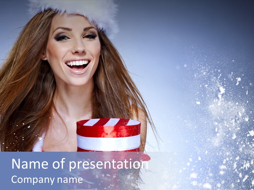 Christmas Ribbon Woman PowerPoint Template