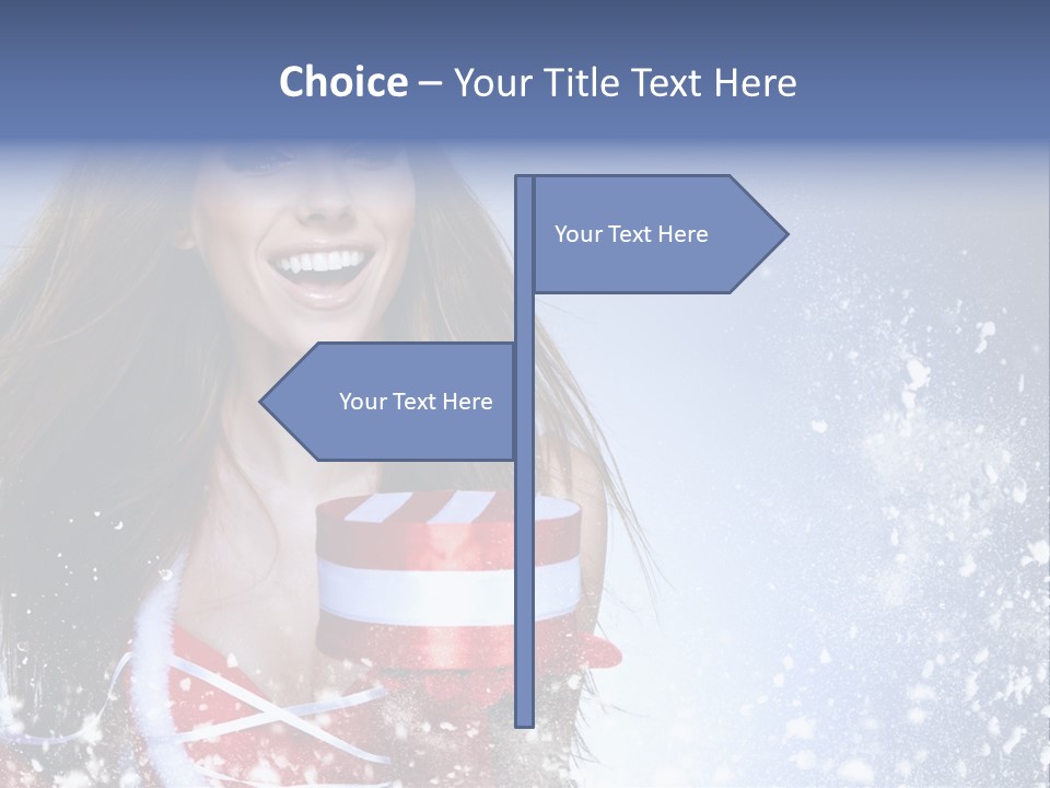 Christmas Ribbon Woman PowerPoint Template