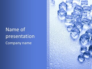 Ice Cubes Blue Objects PowerPoint Template
