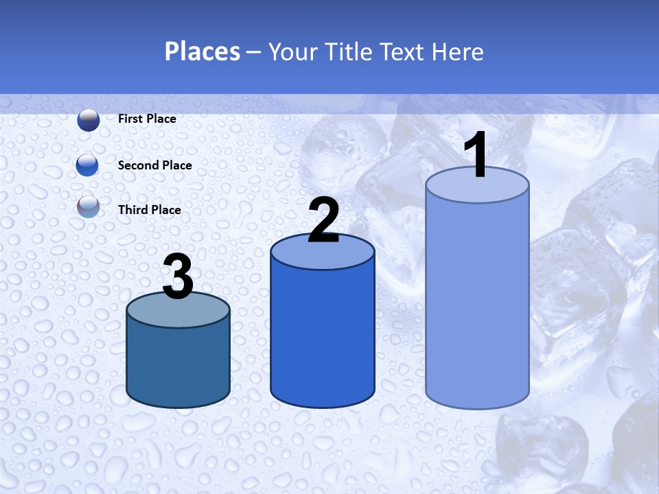 Ice Cubes Blue Objects PowerPoint Template