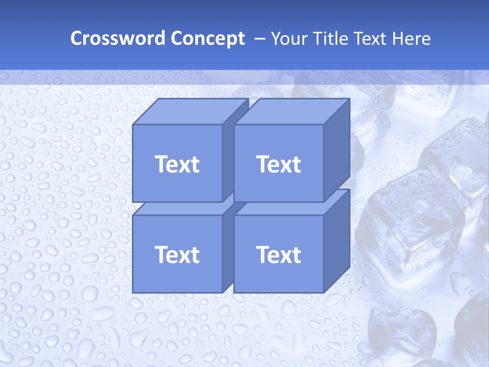 Ice Cubes Blue Objects PowerPoint Template