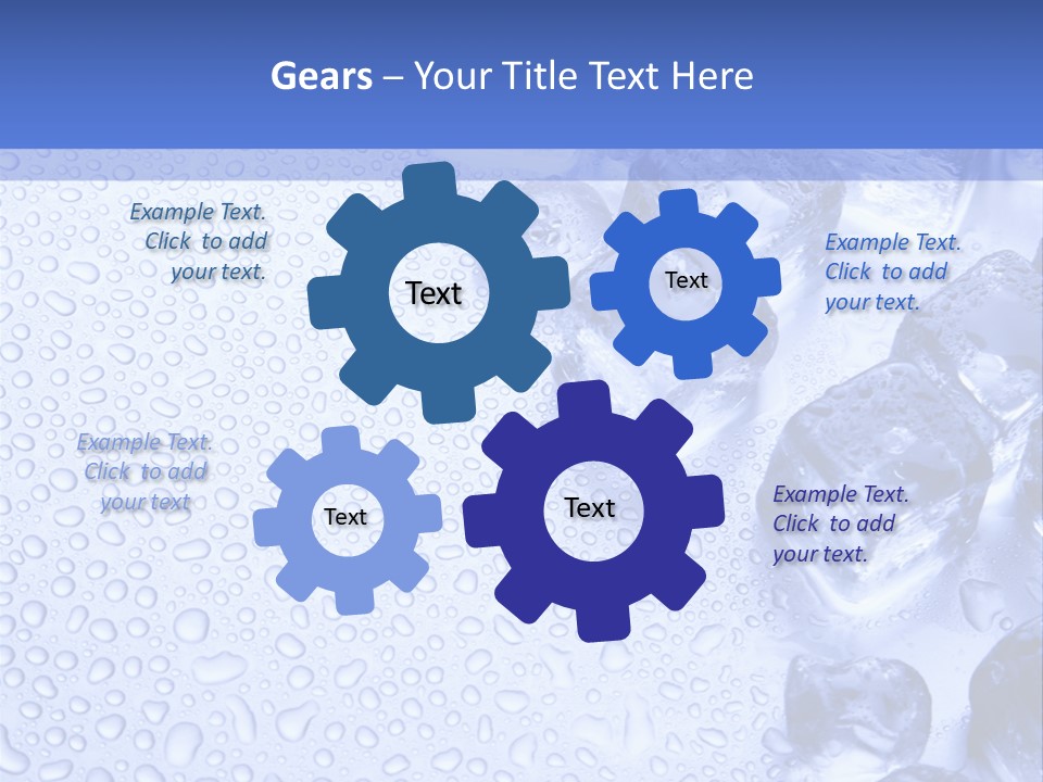 Ice Cubes Blue Objects PowerPoint Template