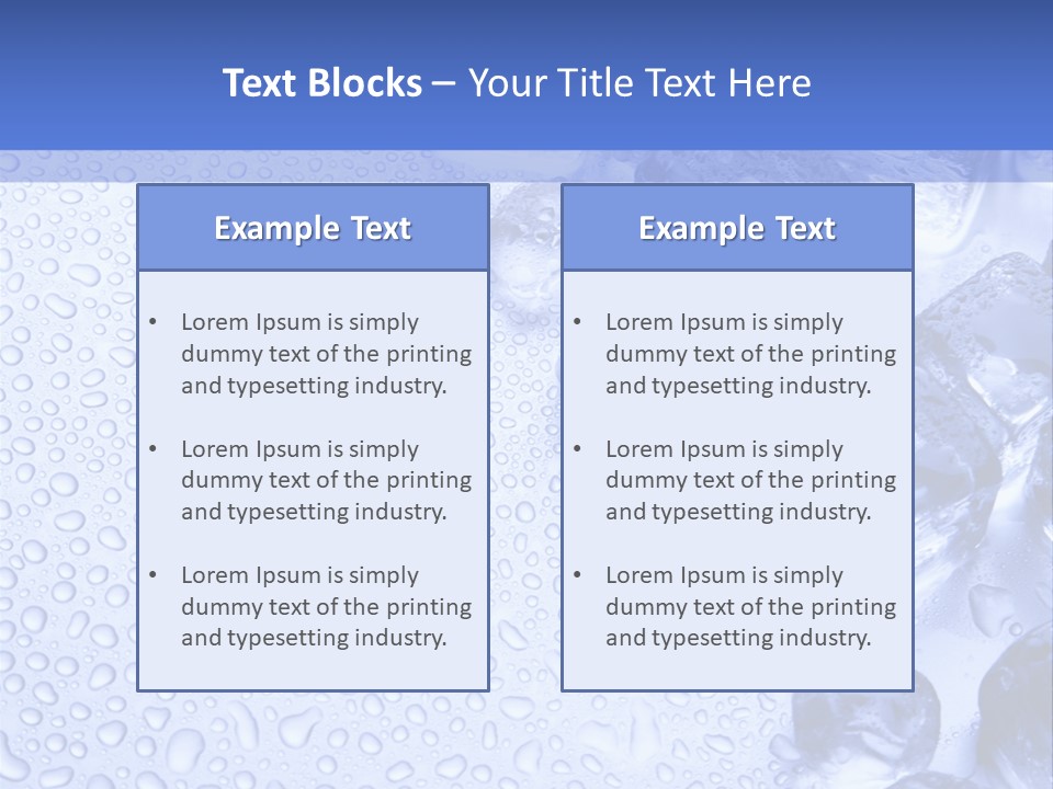 Ice Cubes Blue Objects PowerPoint Template