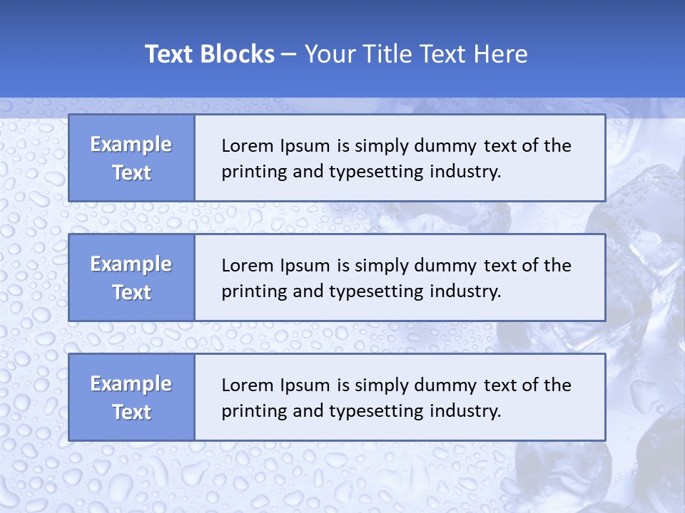 Ice Cubes Blue Objects PowerPoint Template