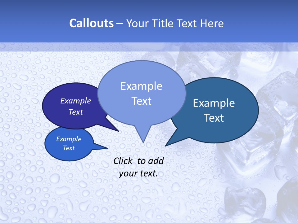 Ice Cubes Blue Objects PowerPoint Template