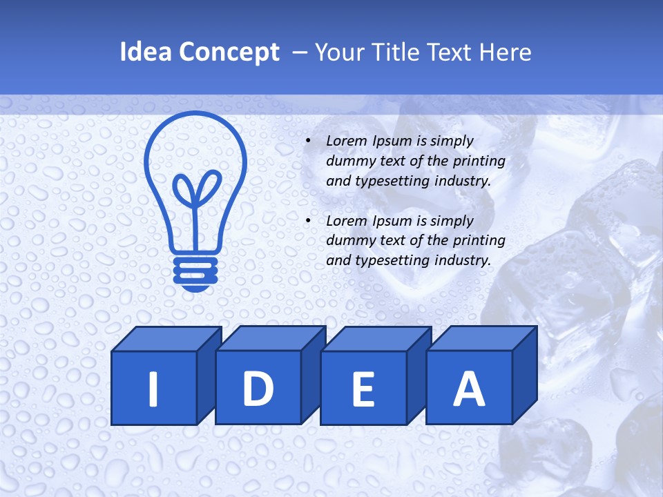 Ice Cubes Blue Objects PowerPoint Template