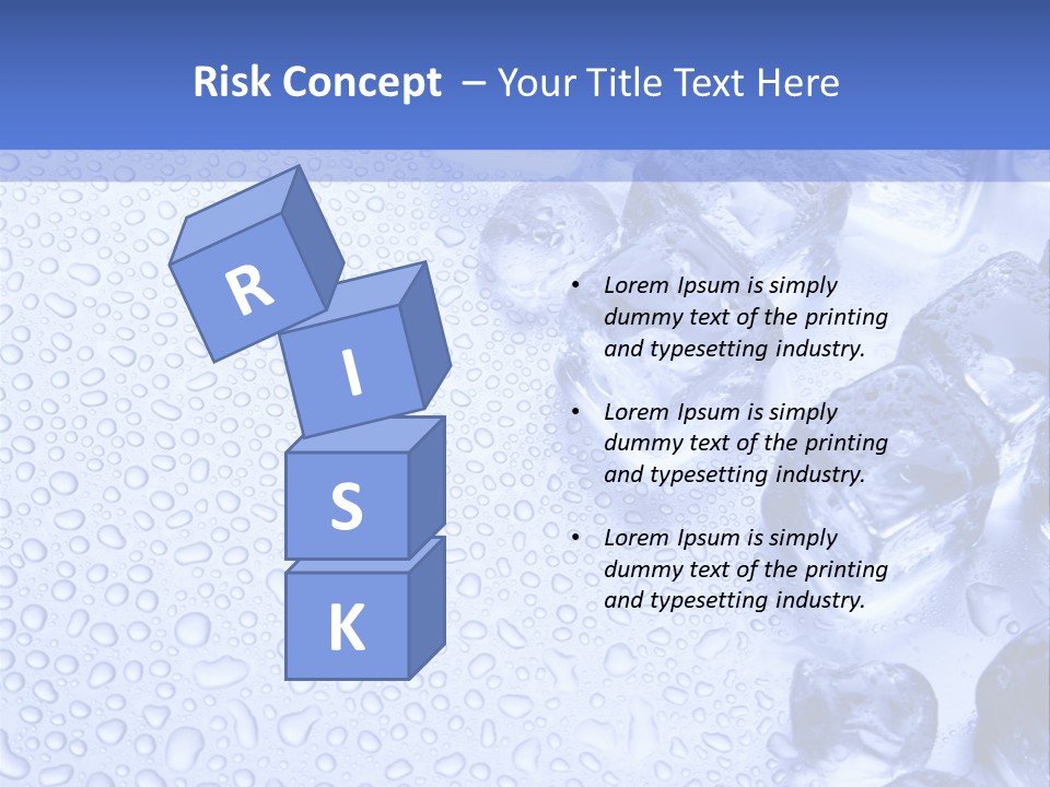 Ice Cubes Blue Objects PowerPoint Template