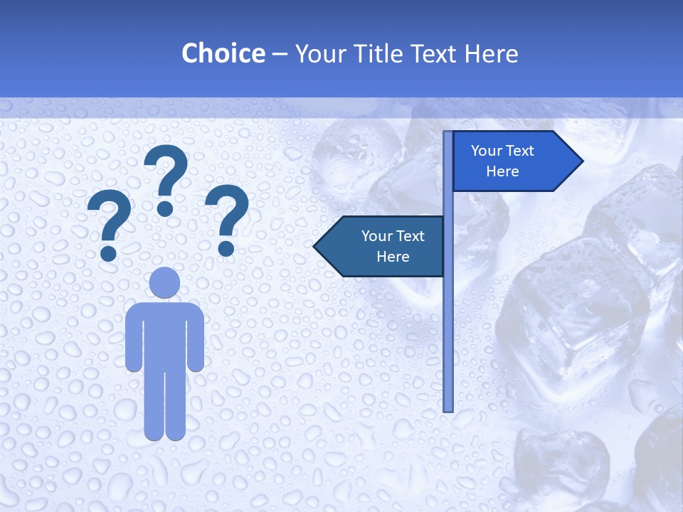 Ice Cubes Blue Objects PowerPoint Template
