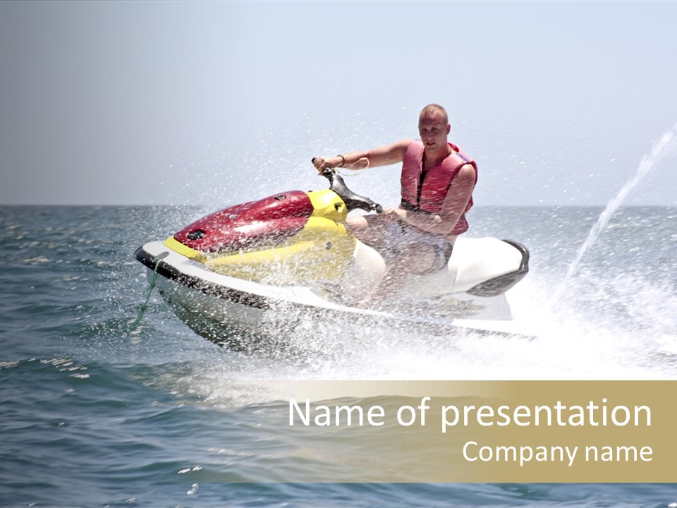 Jetski Scooter White PowerPoint Template