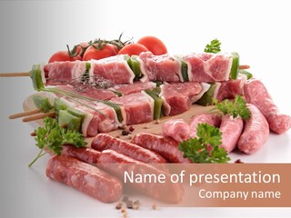 Isolated Raw Sausages PowerPoint Template