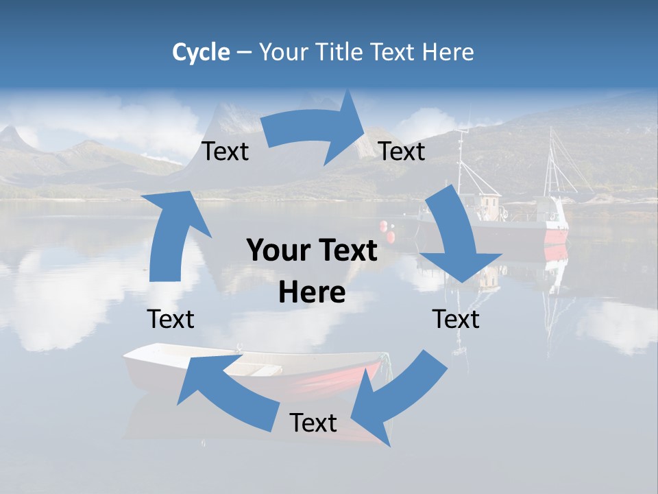 Two Boats In The Water With Mountains In The Background PowerPoint Template