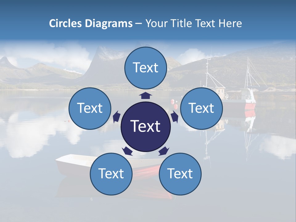 Two Boats In The Water With Mountains In The Background PowerPoint Template