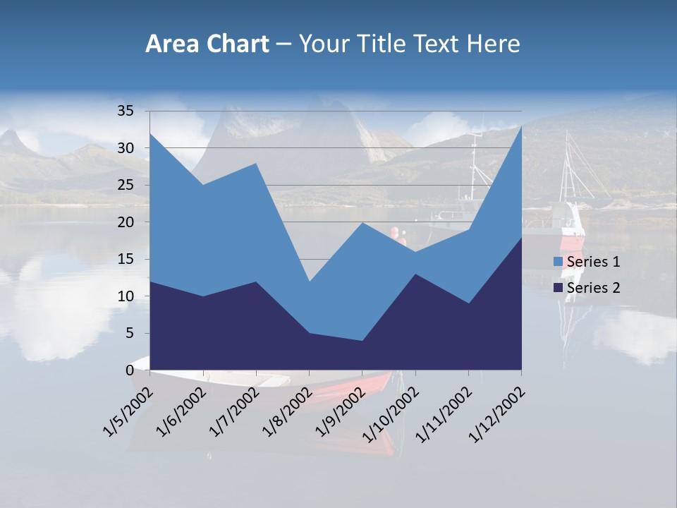 Two Boats In The Water With Mountains In The Background PowerPoint Template