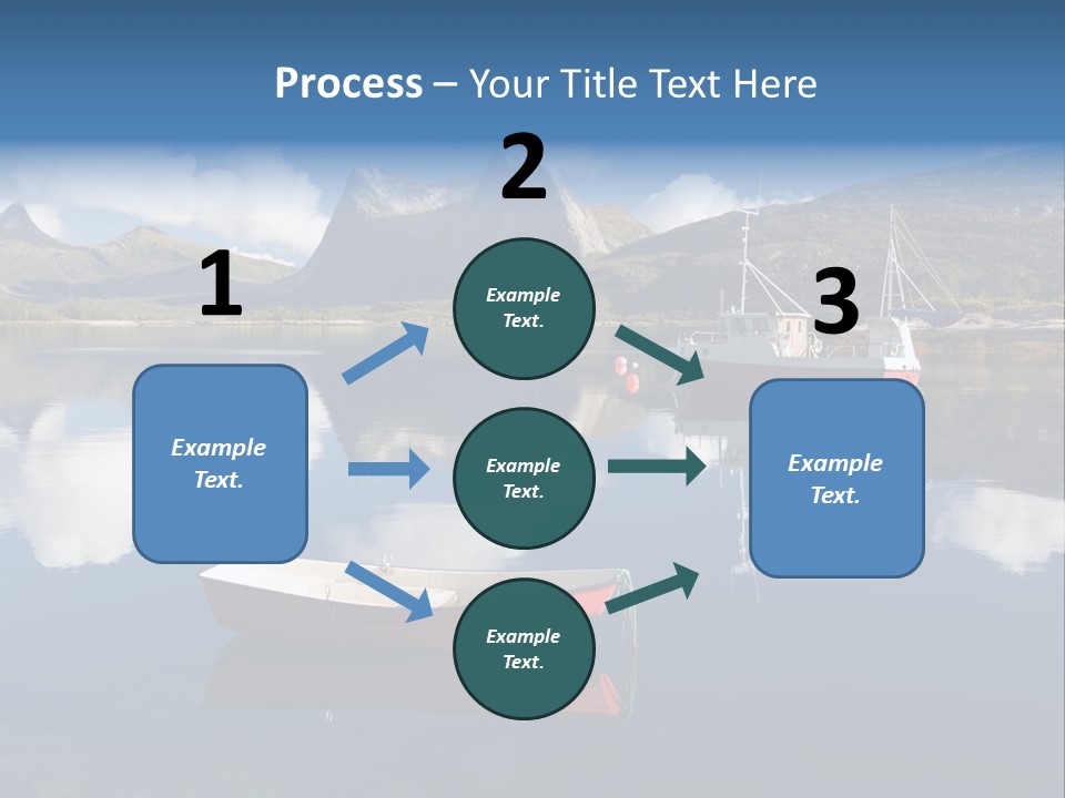 Two Boats In The Water With Mountains In The Background PowerPoint Template