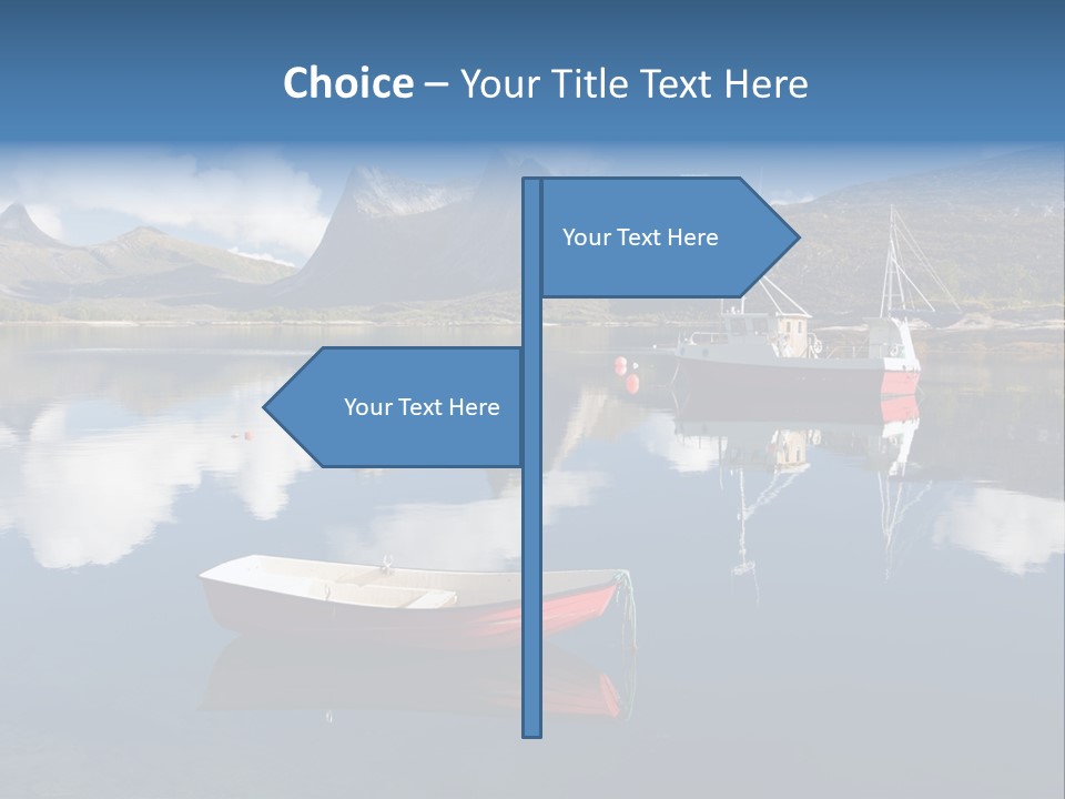 Two Boats In The Water With Mountains In The Background PowerPoint Template