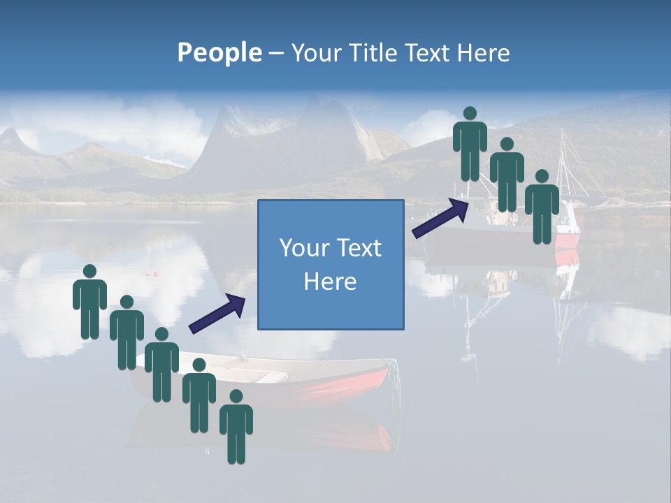 Two Boats In The Water With Mountains In The Background PowerPoint Template