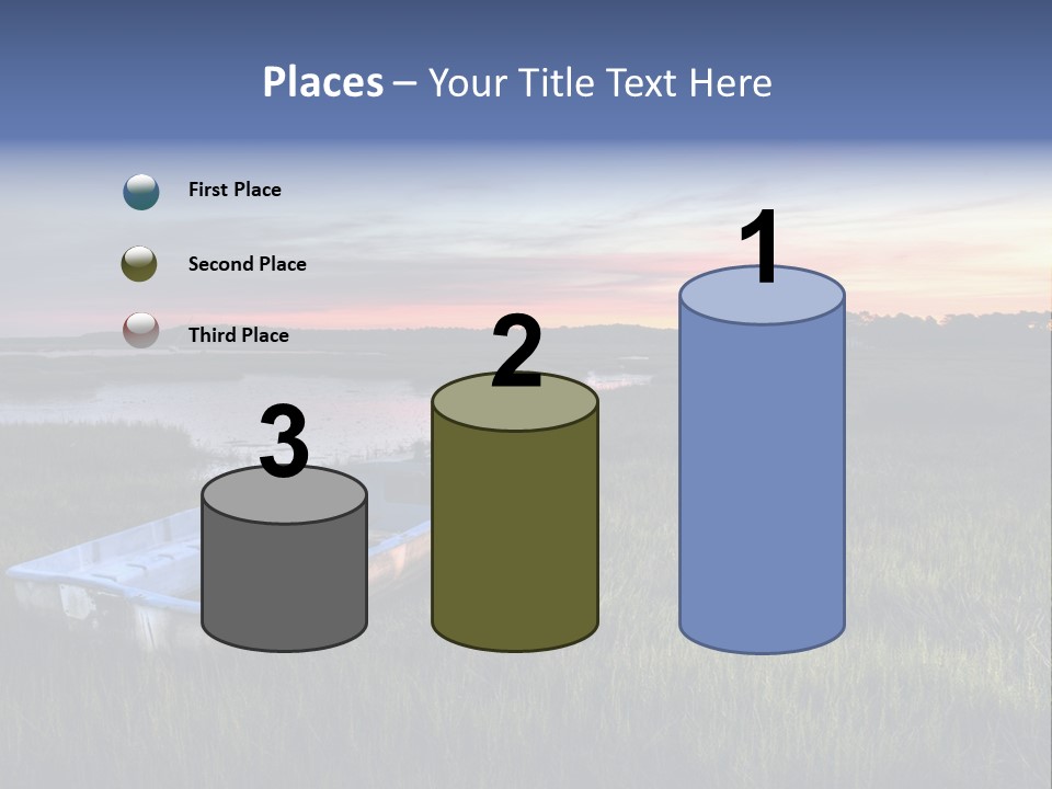 A Boat Sitting On Top Of A Lush Green Field PowerPoint Template