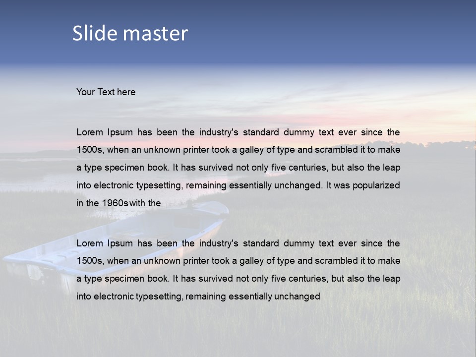 A Boat Sitting On Top Of A Lush Green Field PowerPoint Template