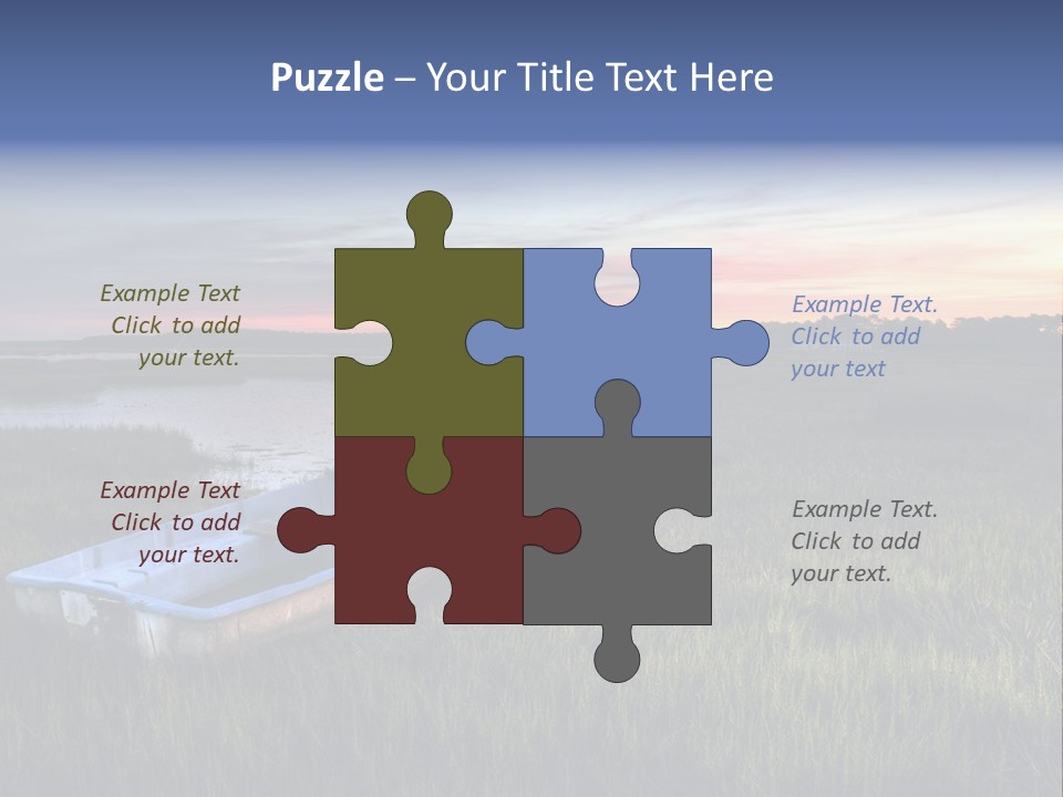 A Boat Sitting On Top Of A Lush Green Field PowerPoint Template