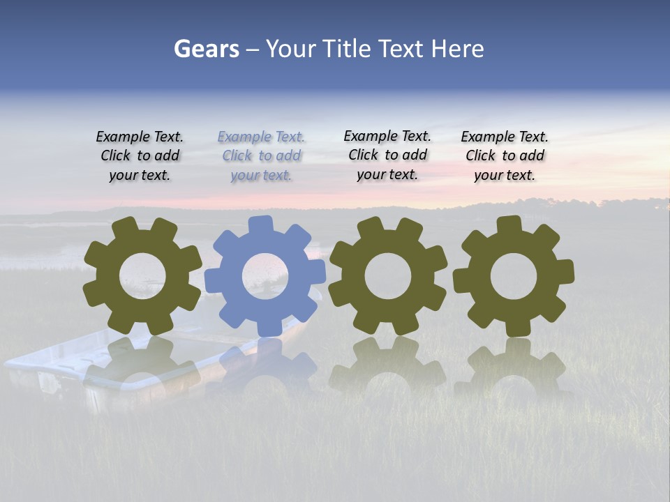 A Boat Sitting On Top Of A Lush Green Field PowerPoint Template