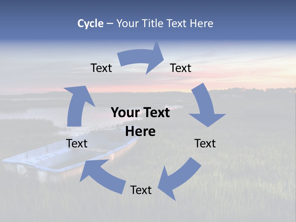 A Boat Sitting On Top Of A Lush Green Field PowerPoint Template