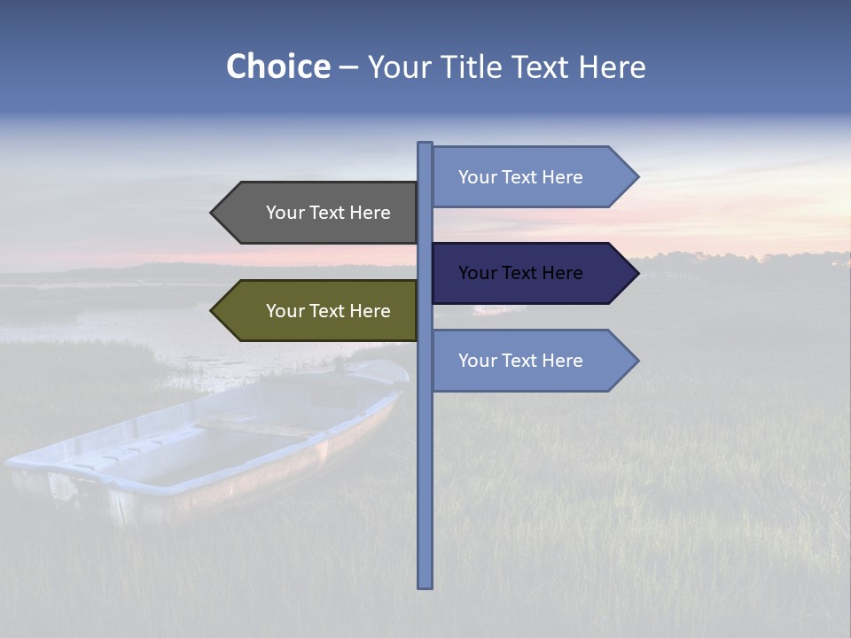 A Boat Sitting On Top Of A Lush Green Field PowerPoint Template