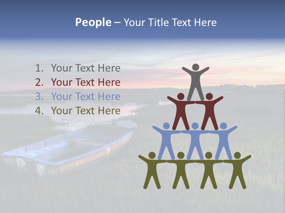 A Boat Sitting On Top Of A Lush Green Field PowerPoint Template