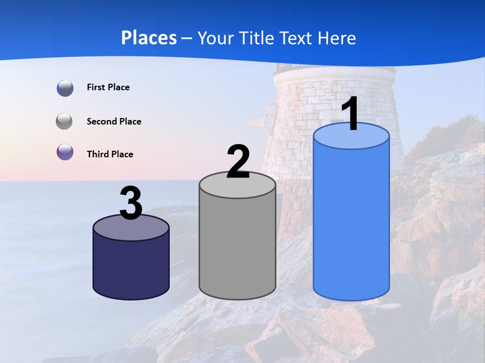 A Lighthouse On A Rocky Shore With The Ocean In The Background PowerPoint Template